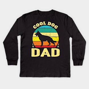 Retro Cool German Shepherd Dog Dad Kids Long Sleeve T-Shirt